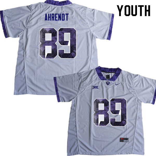 Youth #89 Austin Ahrendt TCU Horned Frogs College Football Jerseys Sale-White - Click Image to Close